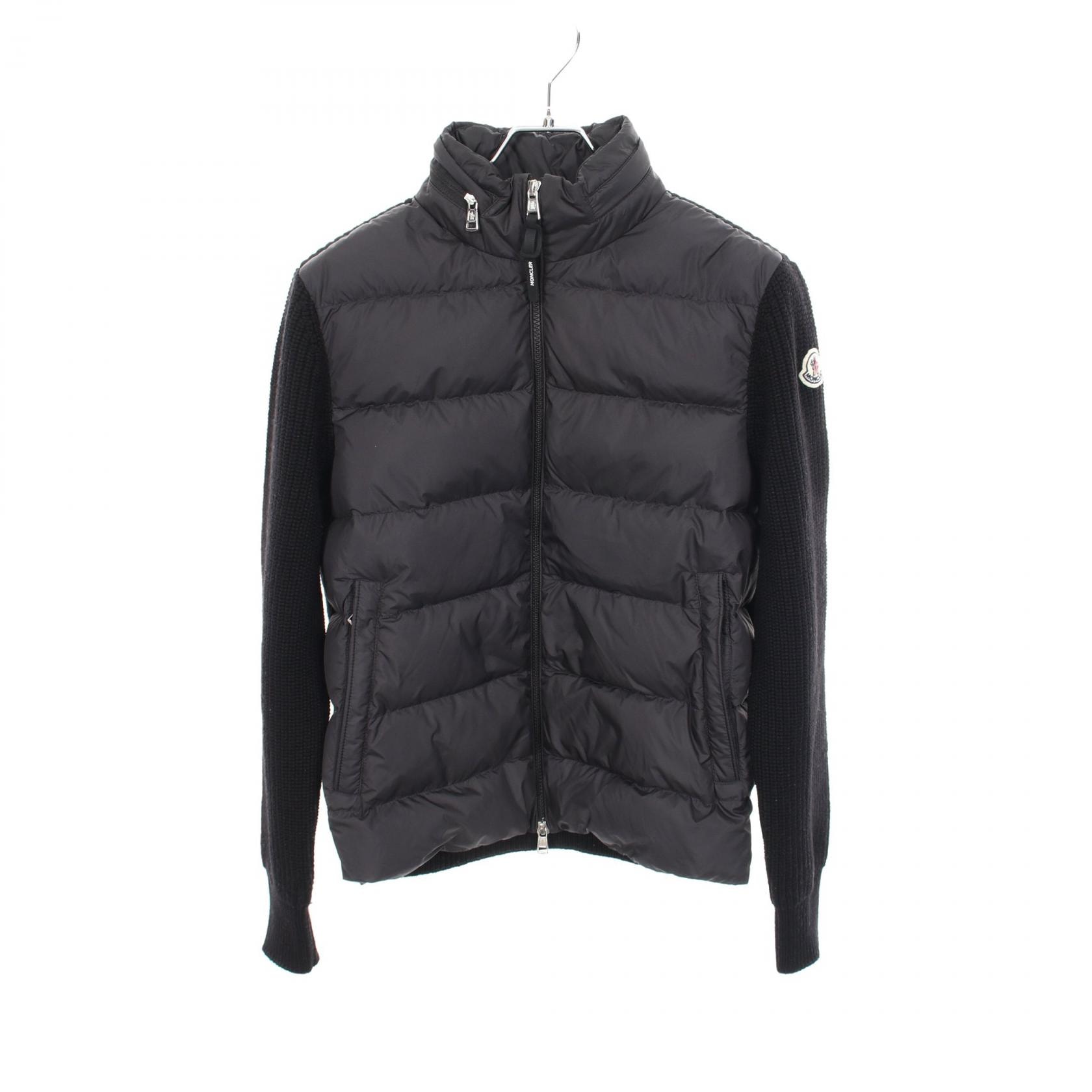モンクレール MONCLER ニット切替 ダウンジャケット 衣料品 アウター ウール ポリエステル レディース グレー系 / ブラック系 9B00032 【中古】