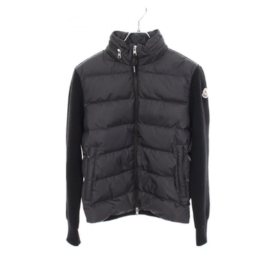 モンクレール MONCLER ニット切替 ダウンジャケット 衣料品 アウター ウール ポリエステル レディース グレー系 / ブラック系 9B00032 【中古】