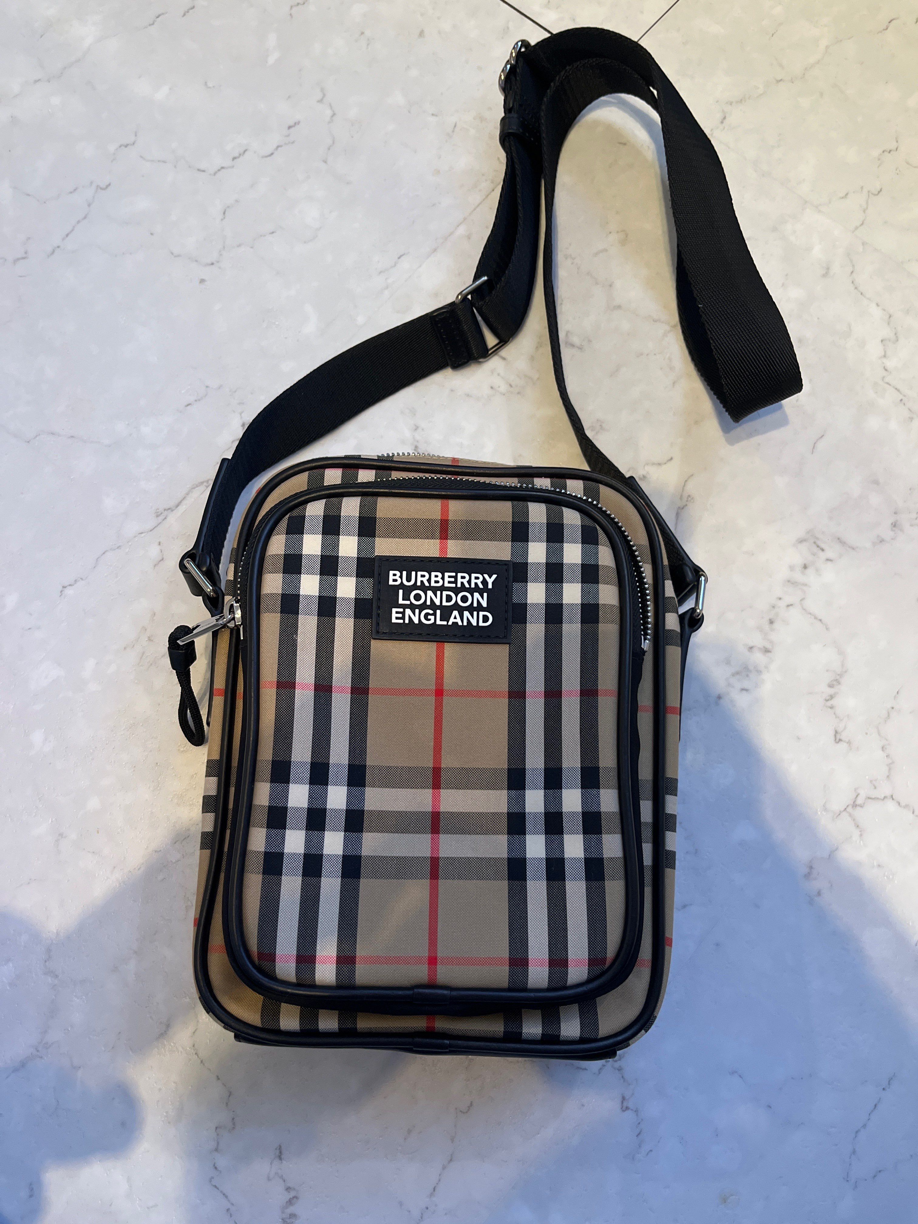 BURBERRY Vintage Check and Leather Crossbody Bag "Archive Beige"