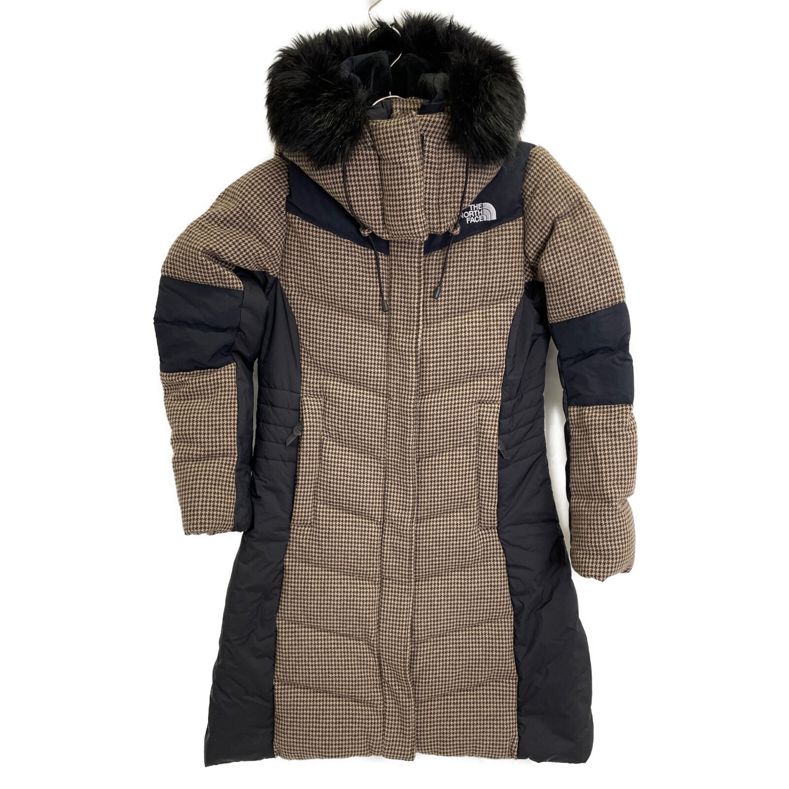ノースフェイス NYJ1DF90 ﾍﾞｰｼﾞｭ 千鳥格子 ﾛﾝｸﾞﾀﾞｳﾝｼﾞｬｹｯﾄ 80
