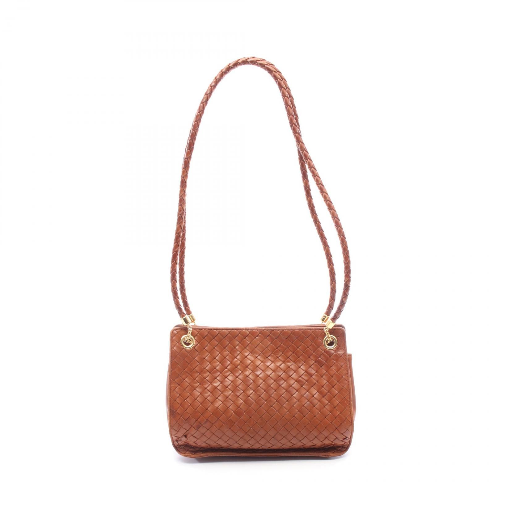 ボッテガヴェネタ BOTTEGA VENETA イントレチャート ショルダーバッグ バッグ ラムスキン(羊革) レディース ブラウン系 【中古】