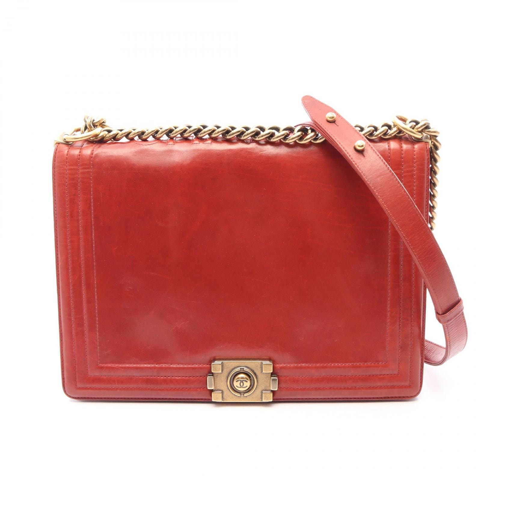 シャネル CHANEL ボーイシャネル ショルダーバッグ バッグ レザー レディース レッド系 【中古】