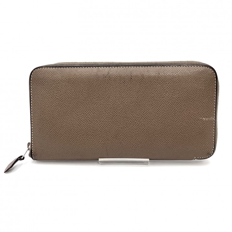 HERMES(エルメス)アザップ シルクイン ラウンドファスナー長財布 エプソン エトゥープ系 シルバー金具 O刻印 レディース【中古】