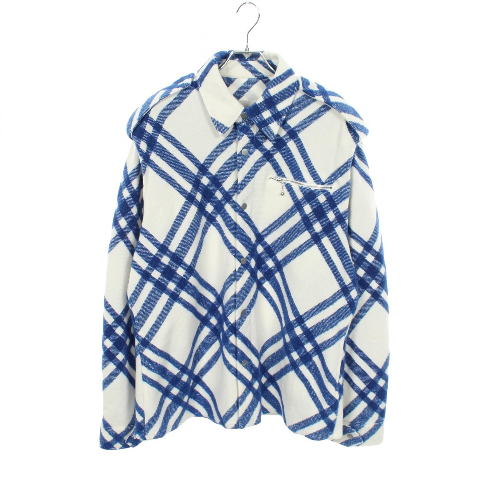 バーバリー BURBERRY チェック シャツ 衣料品 アウター ウール メンズ ホワイト系 / ブルー系 8078865 【中古】