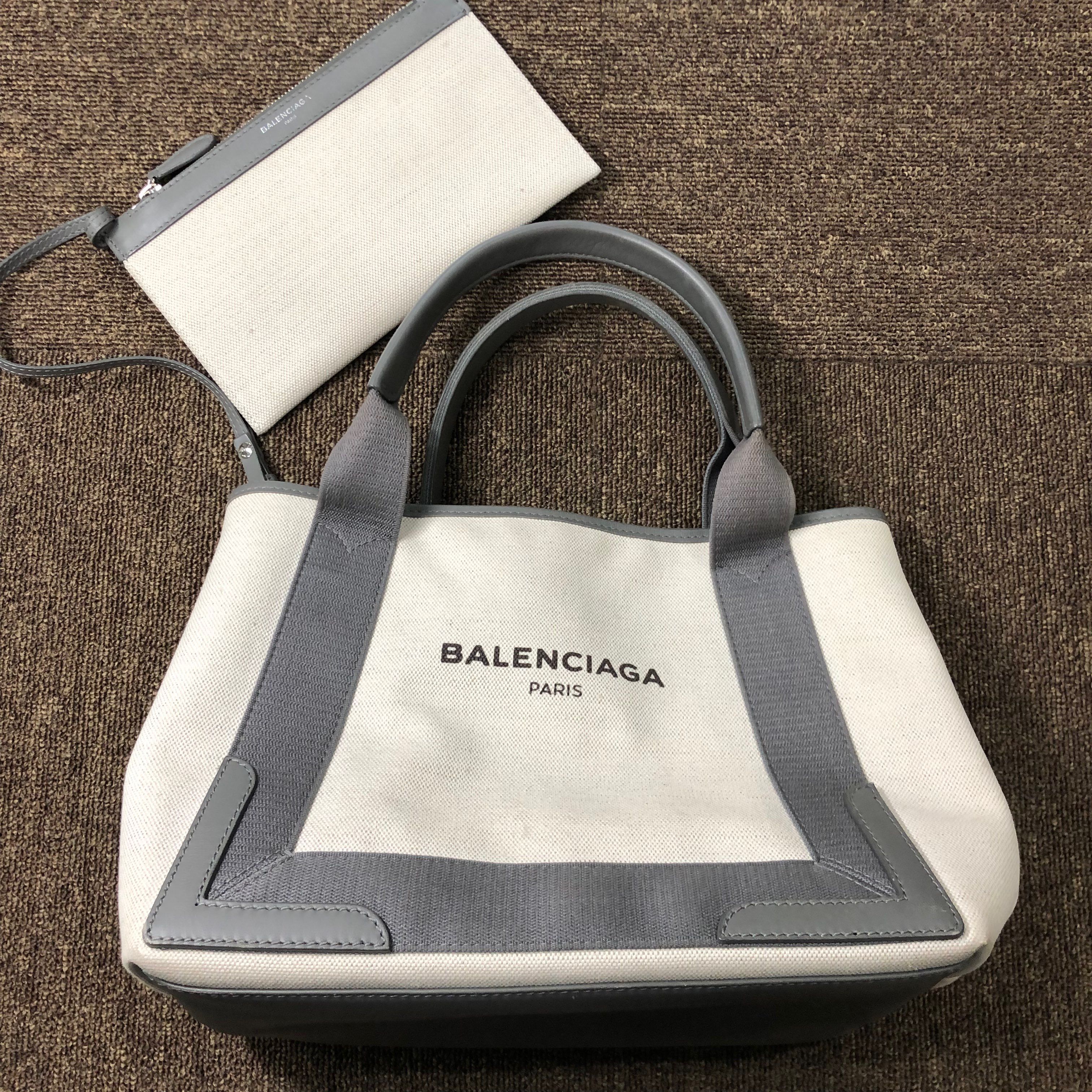 BALENCIAGA Navy Cavas Tote Bag "Gray"