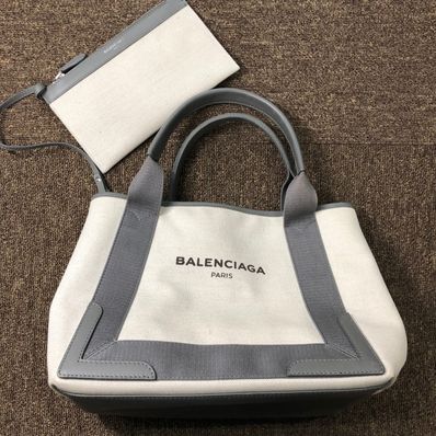 BALENCIAGA Navy Cavas Tote Bag "Gray"