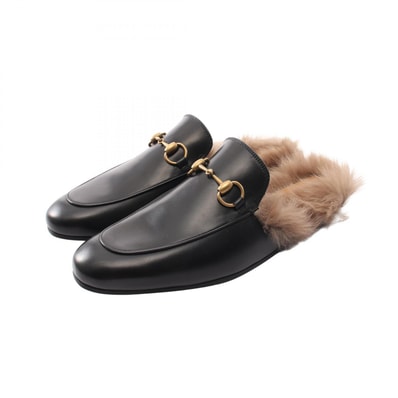 グッチ GUCCI プリンスタウン ホースビット サンダル 靴 レザー メンズ ブラック系 【中古】