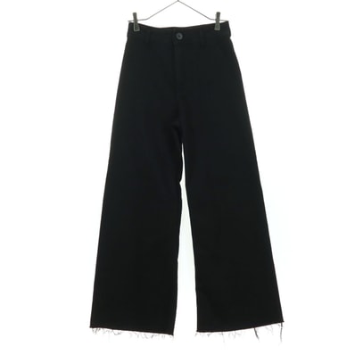 ZARA ザラ カットオフ ワイドデニムパンツ 36 ブラック