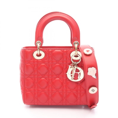 ディオール Dior LADY DIOR MY ABCDIOR 2WAY ハンドバッグ バッグ レザー レディース レッド系 【中古】