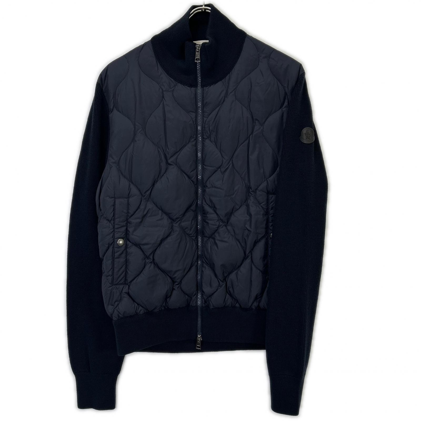 モンクレール ネイビー MAGLIONE TRICOT CARDIGAN ニット切替ダウンジャケット M