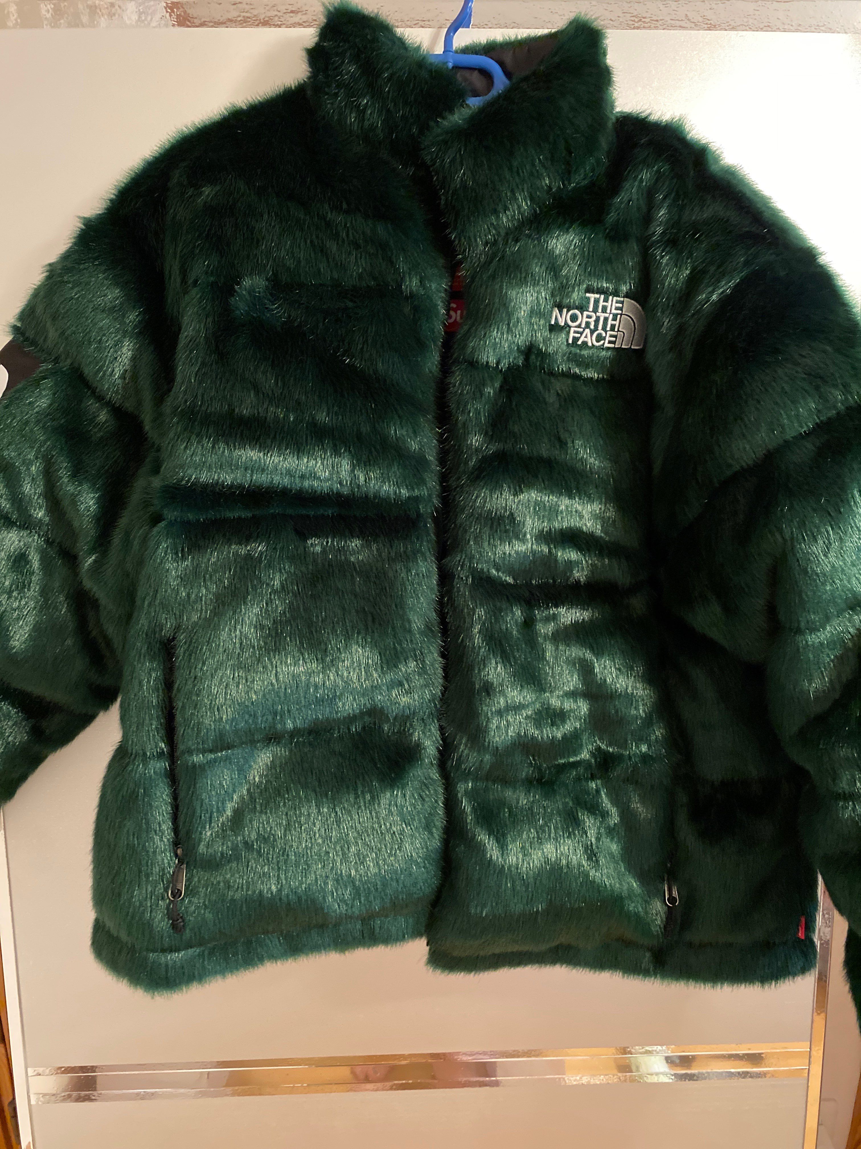 Supreme x The North Face Faux Fur Nuptse Jacket "Green"