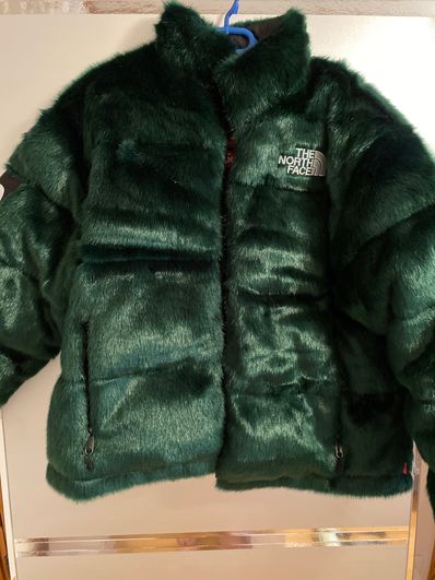 Supreme x The North Face Faux Fur Nuptse Jacket "Green"