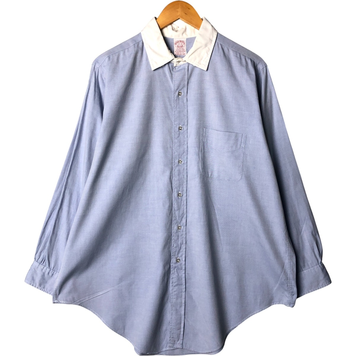 古着 80~90年代 ブルックスブラザーズ Brooks Brothers Est.1818 長袖 コットンシャツ クレリックシャツ USA製 メンズXXL相当 ヴィンテージ/eaa585270