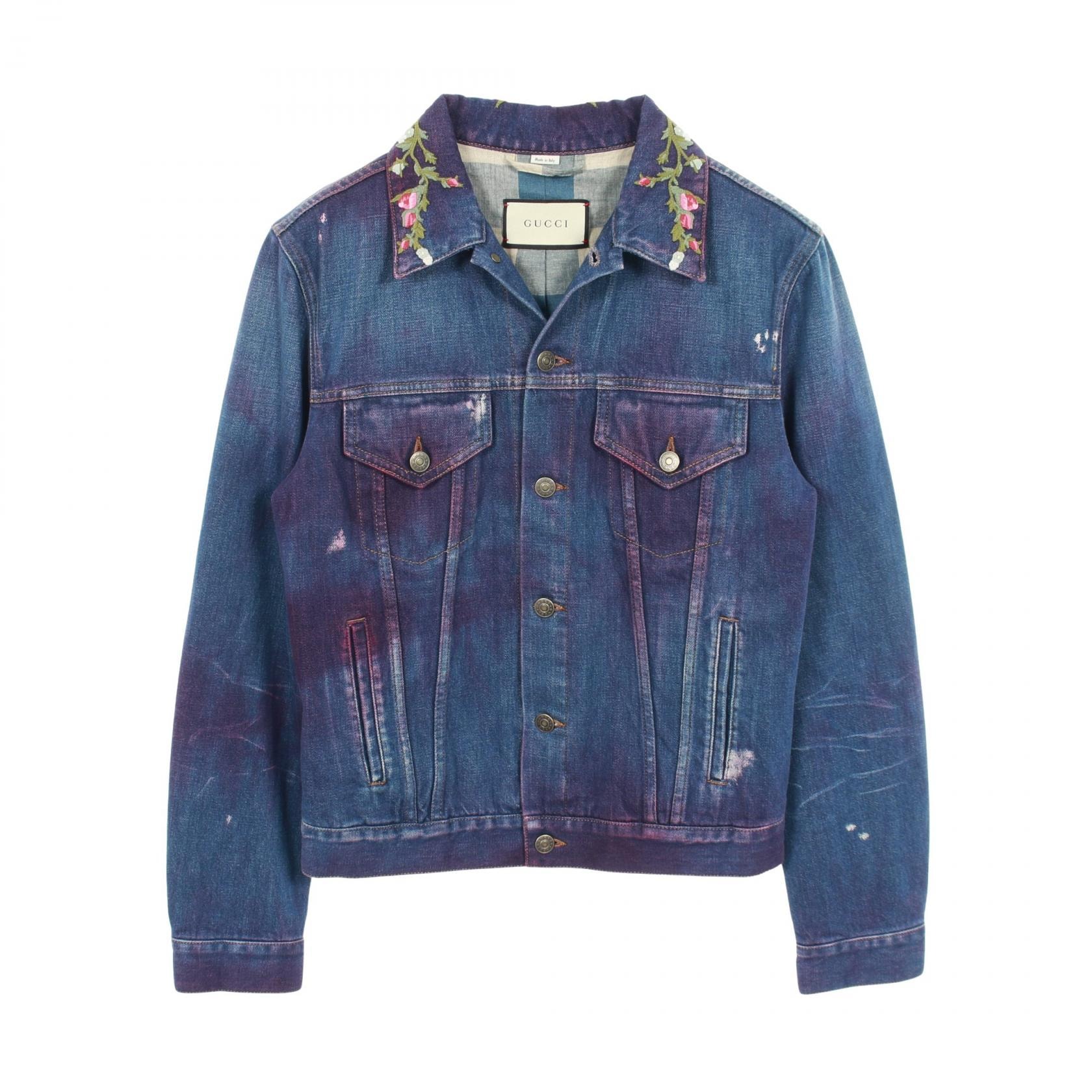 グッチ GUCCI デニムジャケット 衣料品 アウター コットン レディース ネイビー系 / マルチカラー 【中古】