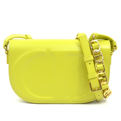 クリスチャンディオール Christian Dior ショルダーバッグ CDシグネチャー レザー イエロー レディース【中古】 90286k