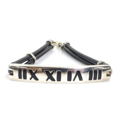 ティファニー TIFFANY&Co. ブレスレット アトラス IDプレート シルバー925/ラバー シルバー×ブラック ユニセックス【中古】 56373a