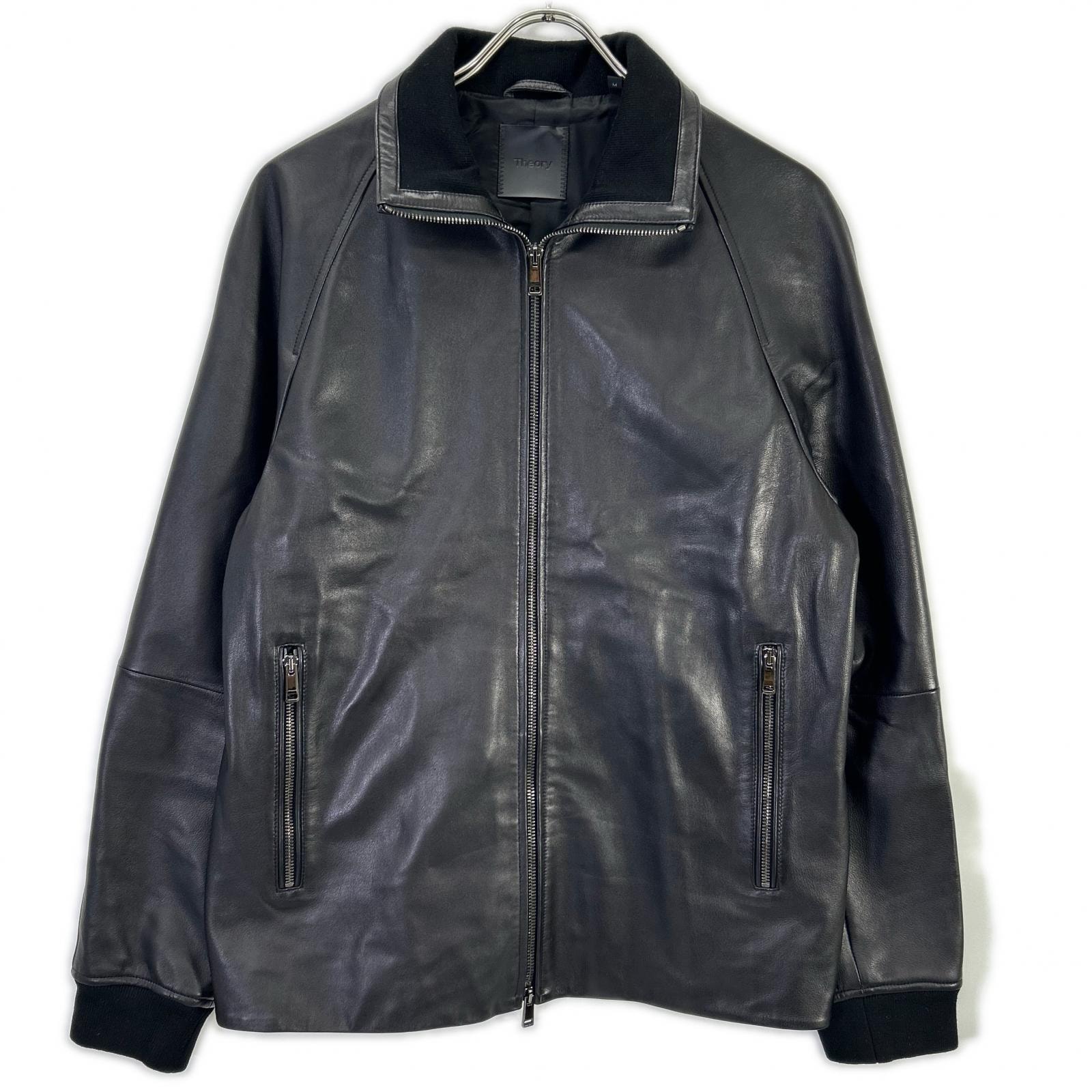 セオリー 02-0360001 20AW ブラック POLISHED NAPPA LANDAN ラムレザー ブルゾン M