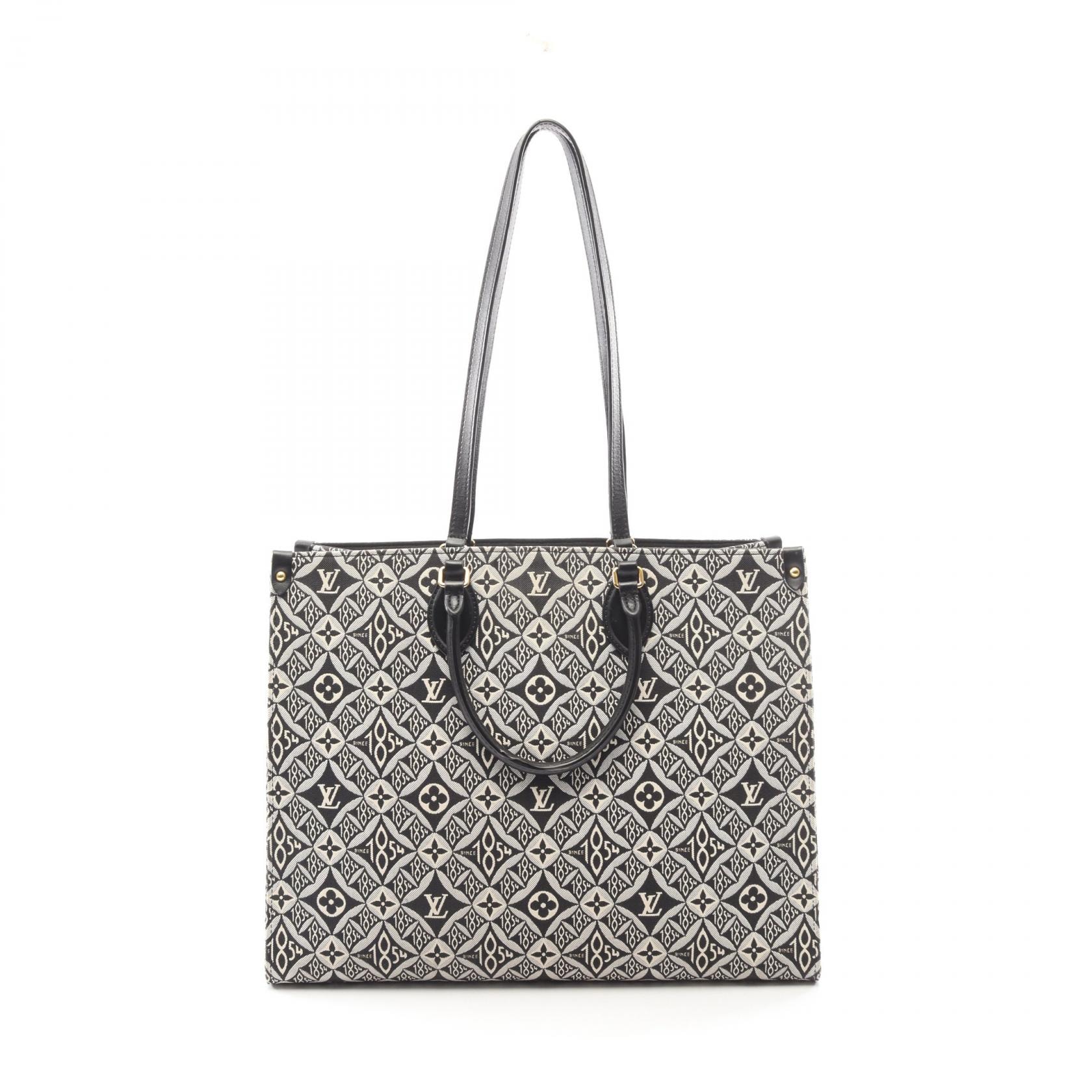 ルイ・ヴィトン LOUIS VUITTON オンザゴー GM Since 1854 トートバッグ バッグ キャンバス レザー モノグラム・ジャガード グレー レディース グレー系 / ブラック系 M57207 【中古】