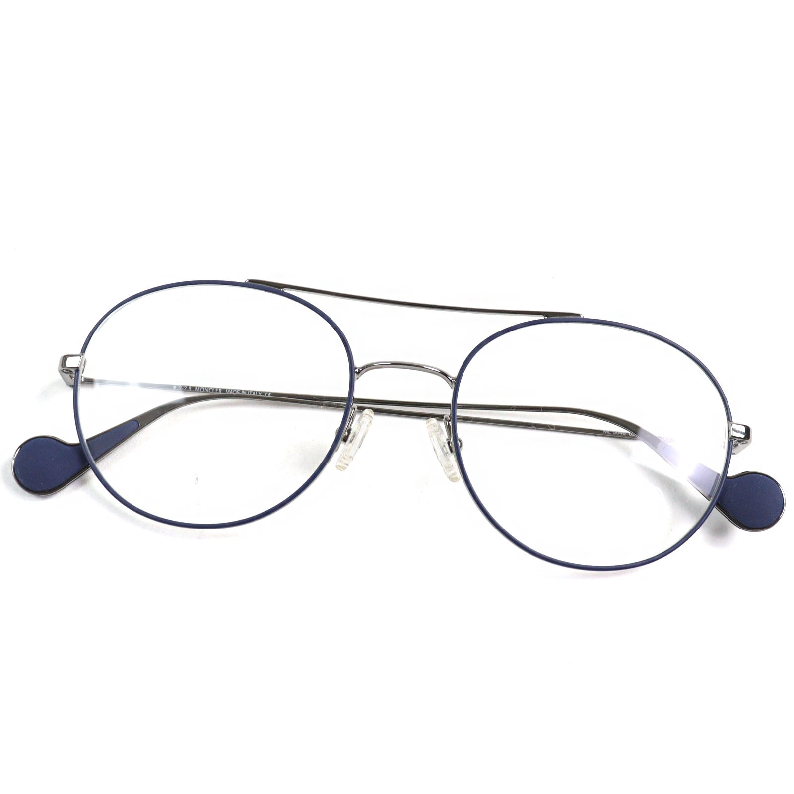 未使用品 モンクレール
 メガネ シルバー ブルー メンズ 53□19 145 ML 5046