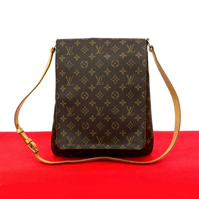 LOUIS VUITTON ルイヴィトン ミュゼット レザー PVC ショルダーバッグ ブラウン
63385