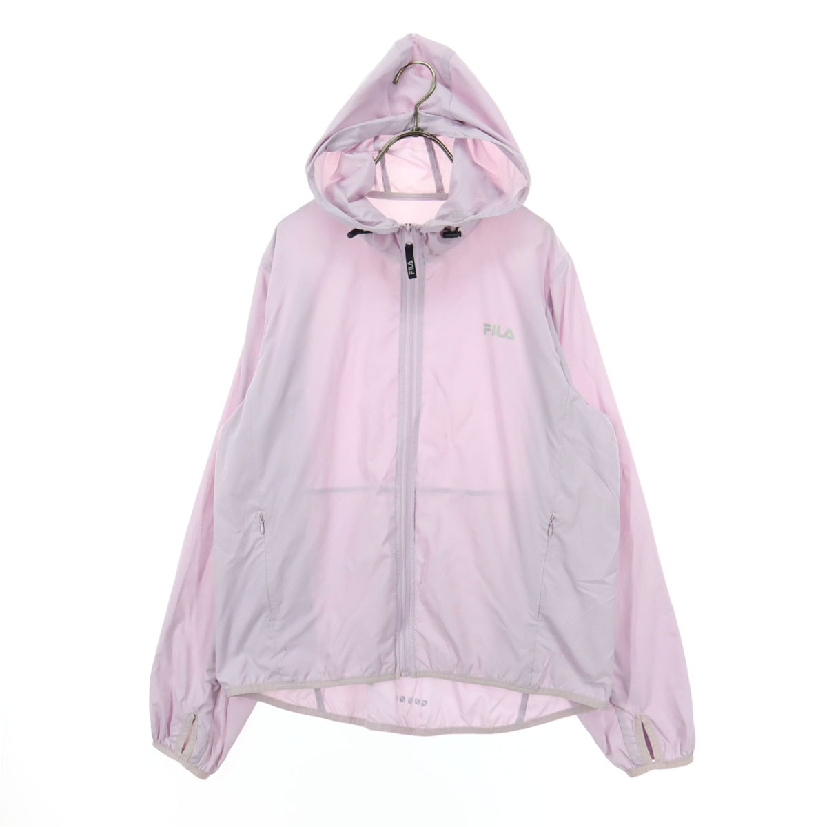 FILA フィラ ワンポイントロゴ 長袖 ナイロンジャケット LL ピンク系 フーディー