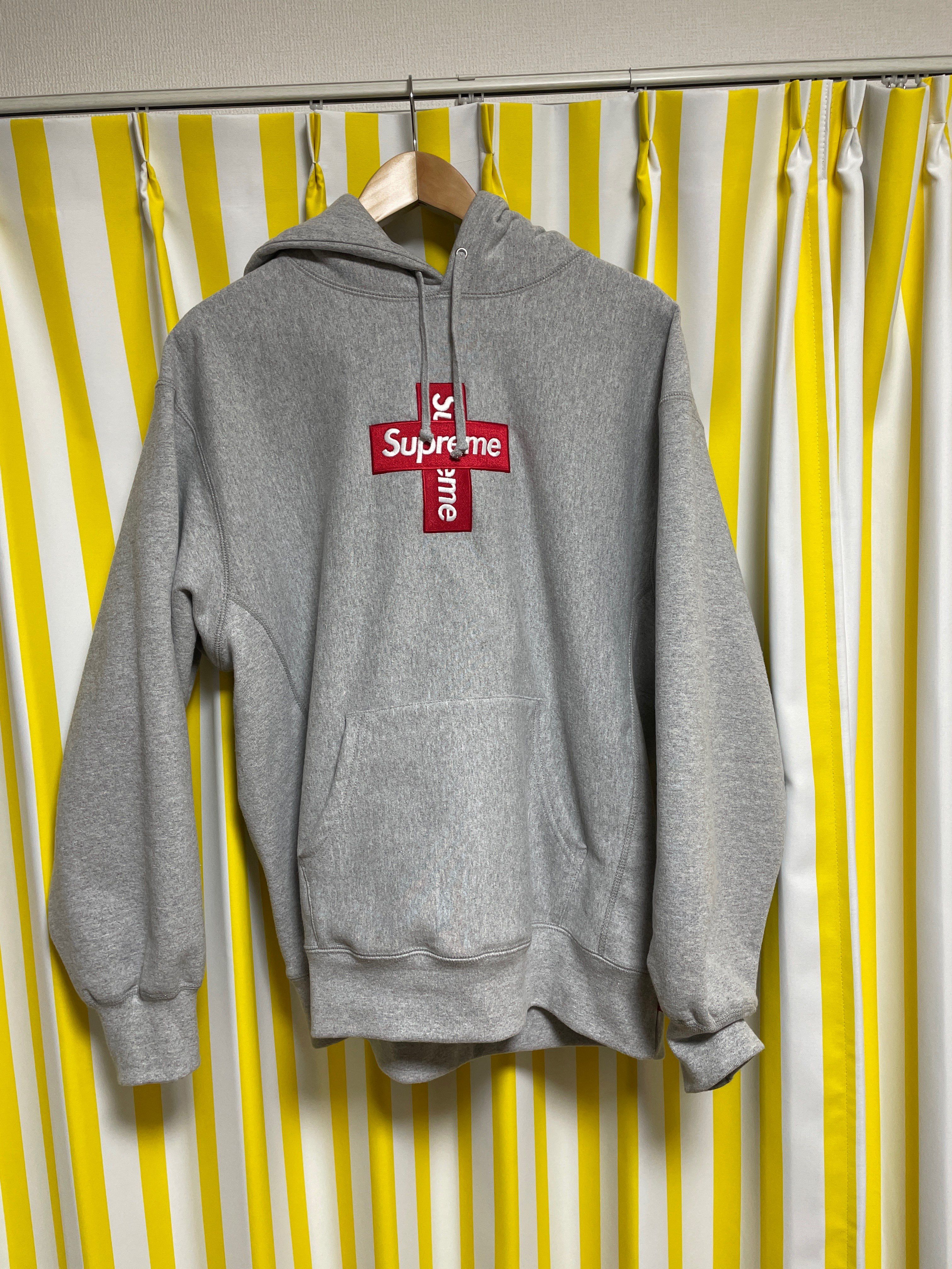 Supreme Cross Box Logo Hooded Sweatshirt "Grey"