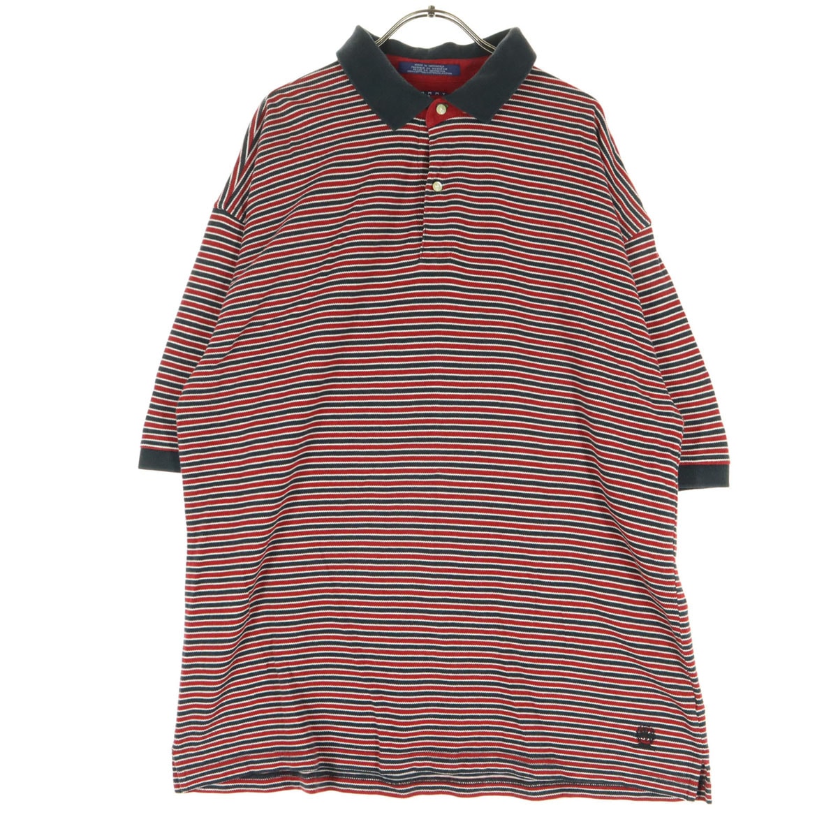TOMMY HILFIGER トミーヒルフィガー 90s オールド フラッグタグ ボーダー柄 半袖 ポロシャツ XL レッド