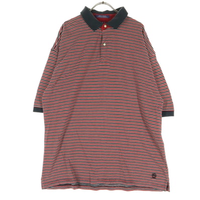 TOMMY HILFIGER トミーヒルフィガー 90s オールド フラッグタグ ボーダー柄 半袖 ポロシャツ XL レッド