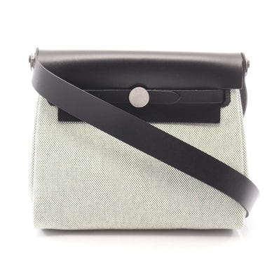 エルメス HERMES エールバッグジップ ミニ ショルダーバッグ バッグ キャンバス レザー トワルアッシュ / ヴァッシュハンター トワルアッシュ K刻印(2025年製造) レディース グリーン系 / ブラック系 【中古】
