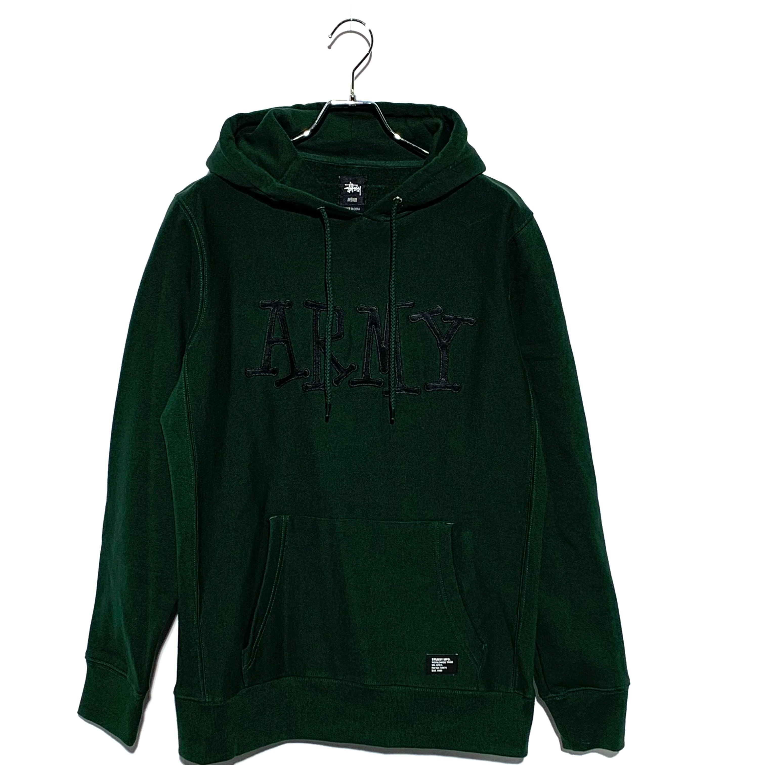 STUSSY ARMY LOGO HOODIE Green