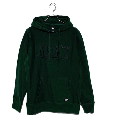 STUSSY ARMY LOGO HOODIE Green