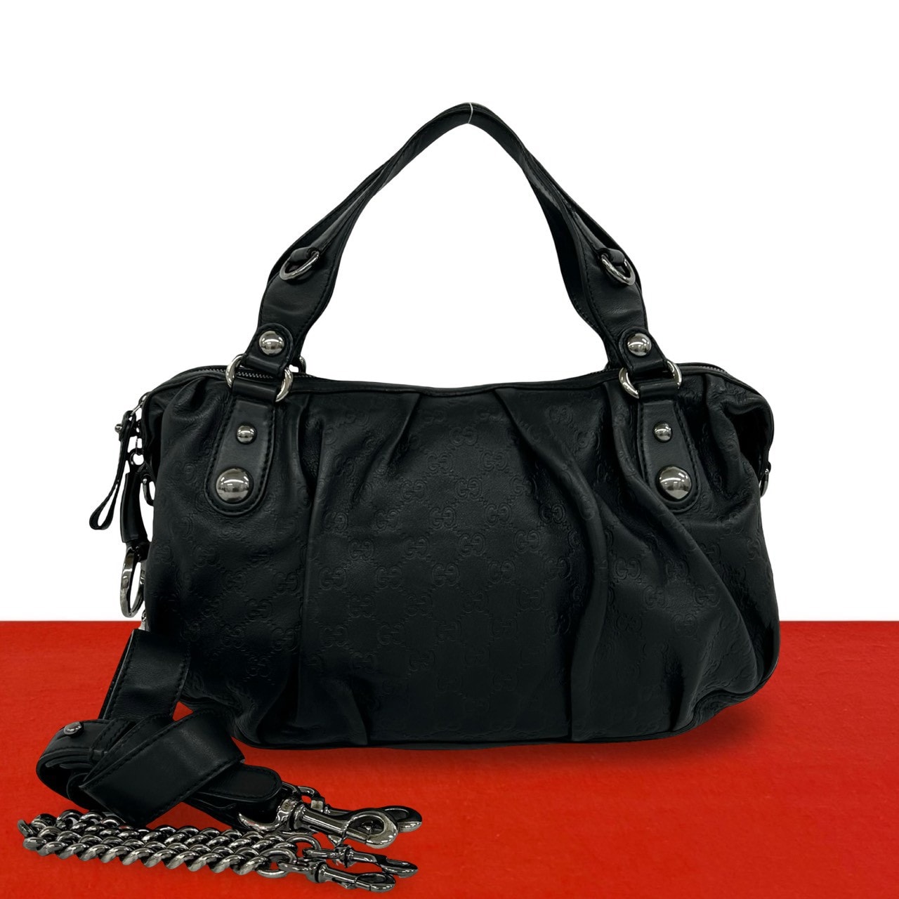 GUCCI グッチ グッチシマ レザー ショルダーバッグ ブラック
404-5