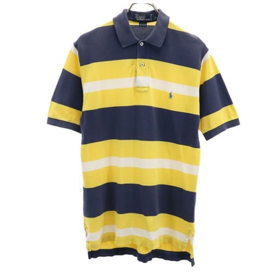 Polo by Ralph Lauren ポロバイラルフローレン ボーダー 半袖 ポロシャツ S イエロー系 鹿の子