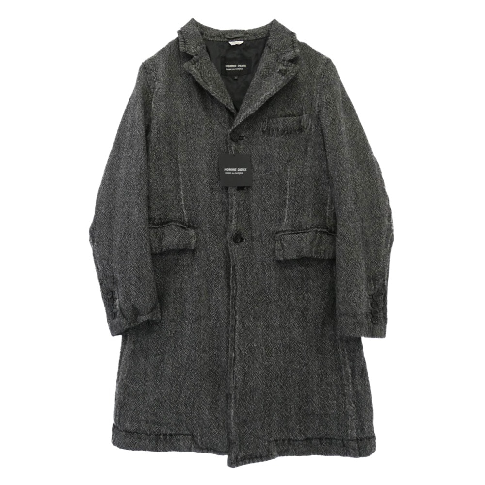 COMME des GARCONS HOMME DEUX コムデギャルソンオムドゥ コート 25AW DP-C001-051 製品加工 ウールサージ チェスターコート グレー系 S【極上美品】【中古】