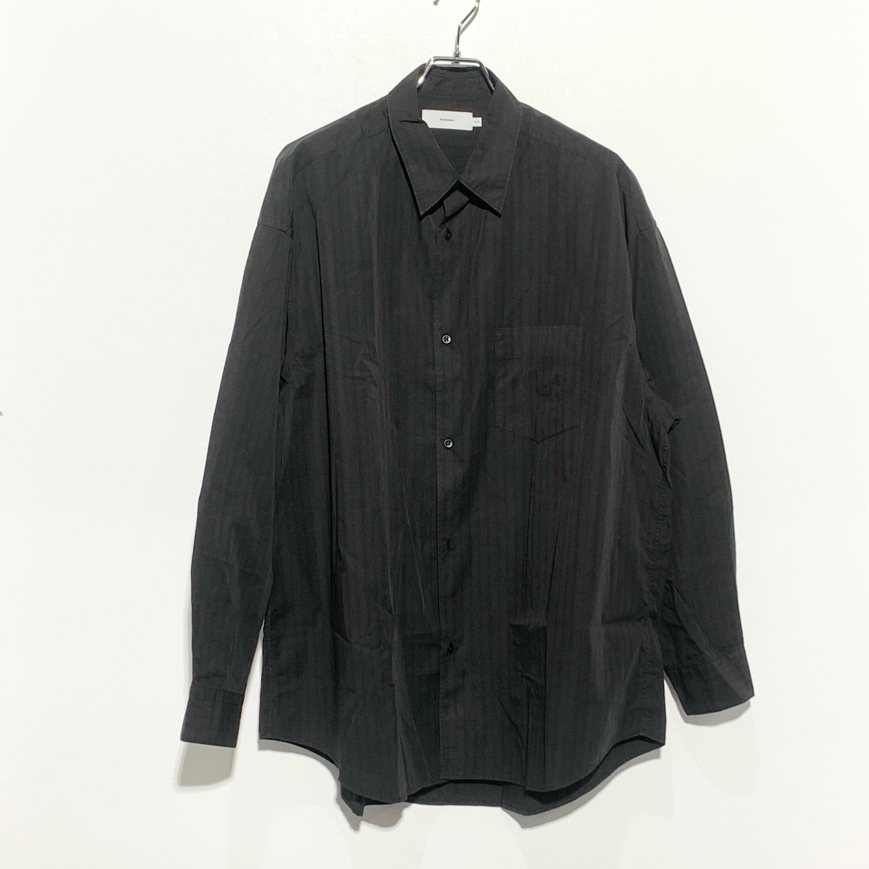 Graphpaper Kyoto Store 5th Anniversary Dyed Broad L/S Oversized Regular Collar Shirt "Deep Black"
