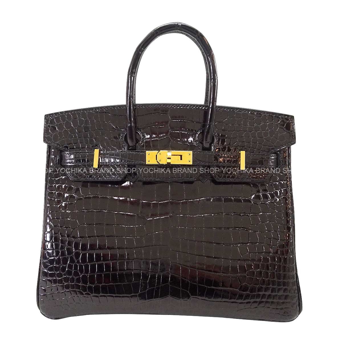 【恵比寿明治通り店】HERMES エルメス ハンドバッグ バーキン25 黒 (ブラック) クロコダイルポロサス ゴールド金具 Z刻印 新品同様【中古】
