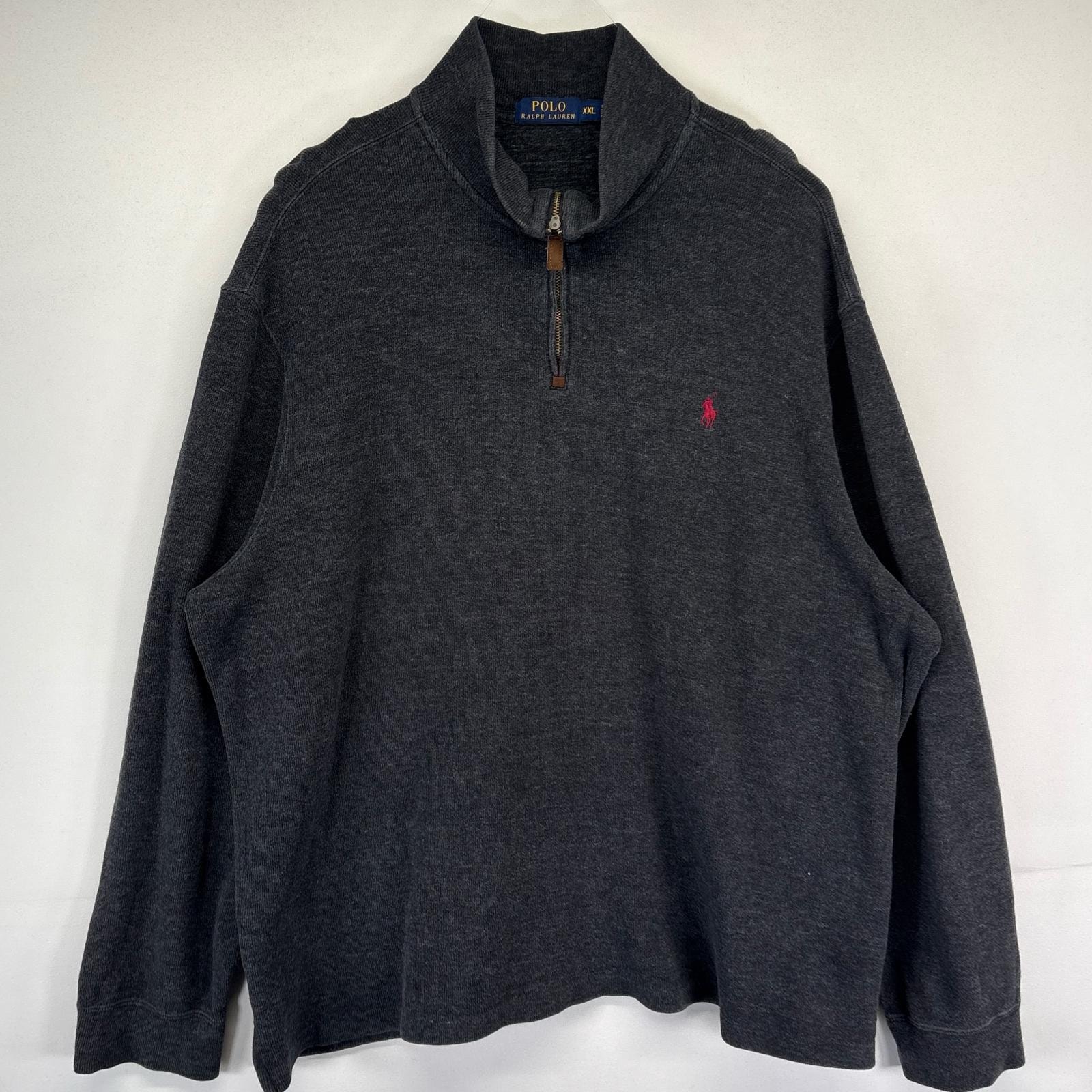 古着 ポロ・ラルフローレン POLO RALPH LAUREN スウェット トレーナー ニット 大きいサイズ ワンポイントロゴ 2XL  ダークグレー メンズ
