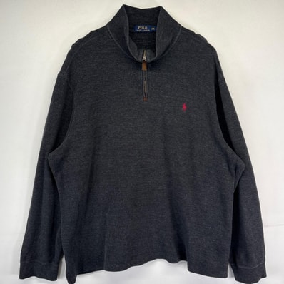 古着 ポロ・ラルフローレン POLO RALPH LAUREN スウェット トレーナー ニット 大きいサイズ ワンポイントロゴ 2XL ダークグレー メンズ