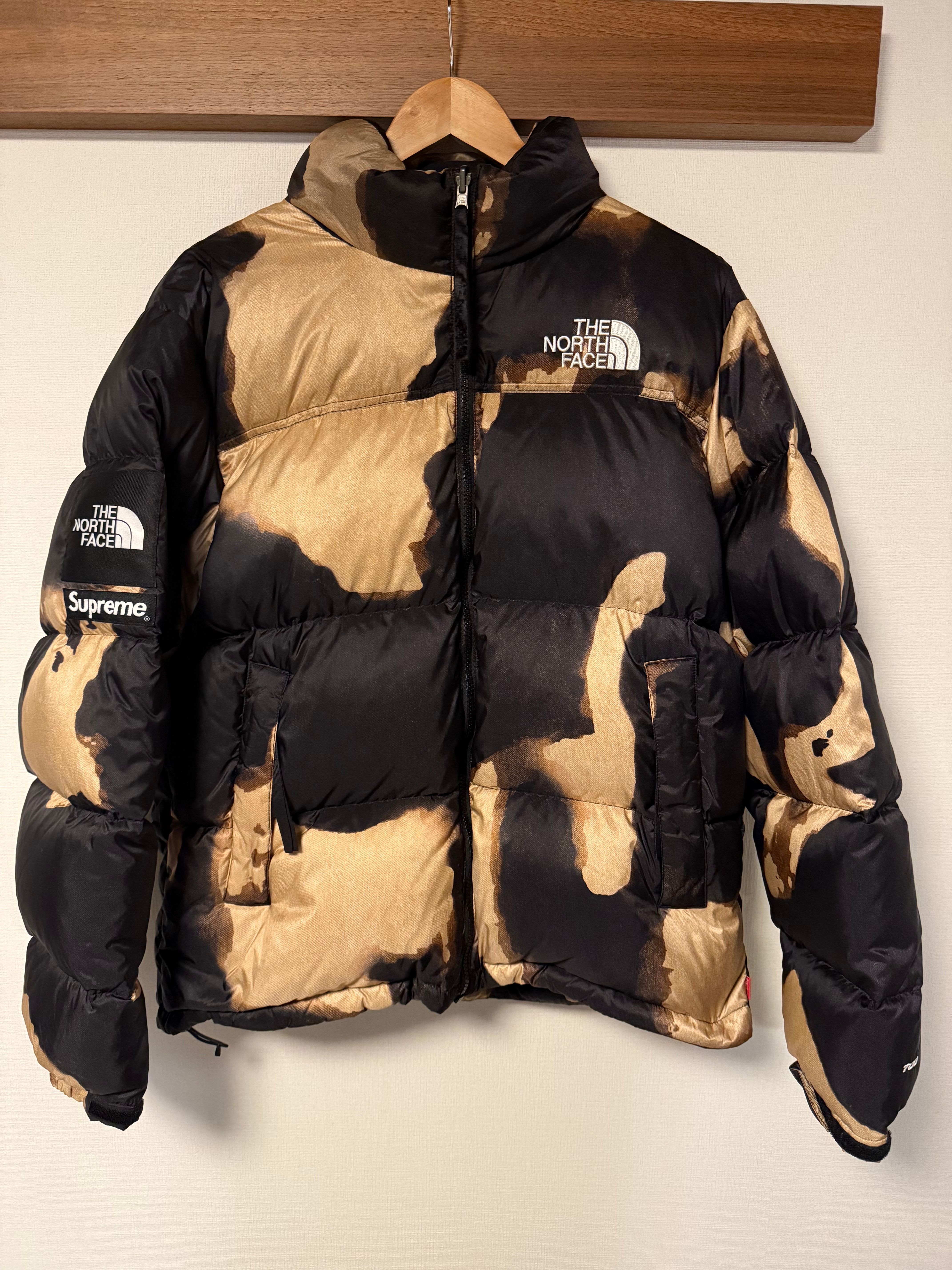 Supreme x The North Face Bleached Denim Print Nuptse Jacket "Black"