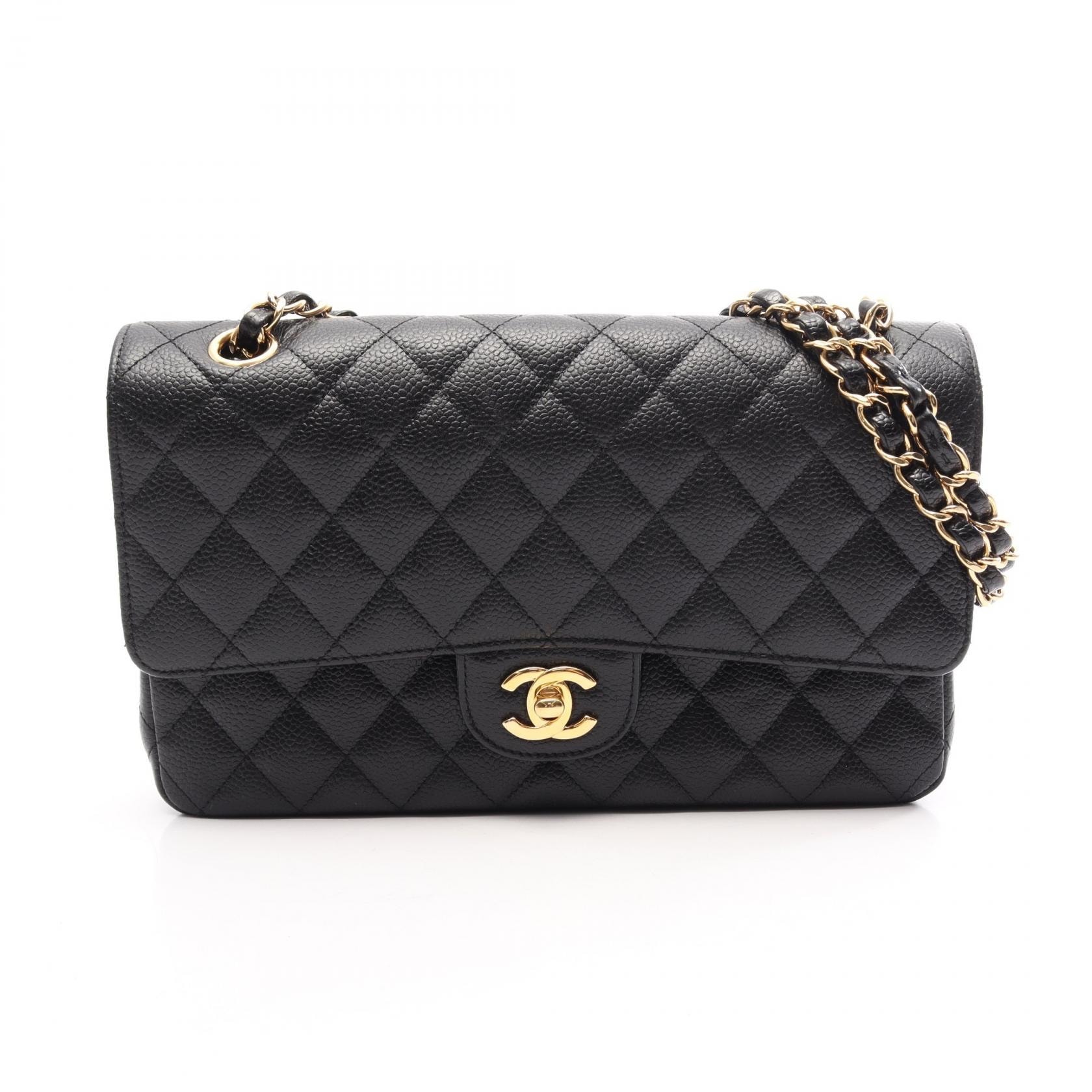 シャネル CHANEL マトラッセ Wフラップ ショルダーバッグ バッグ キャビアスキン(グレインドカーフ) レディース ブラック系 【中古】