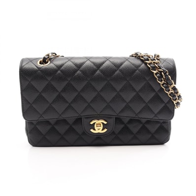 シャネル CHANEL マトラッセ Wフラップ ショルダーバッグ バッグ キャビアスキン(グレインドカーフ) レディース ブラック系 【中古】