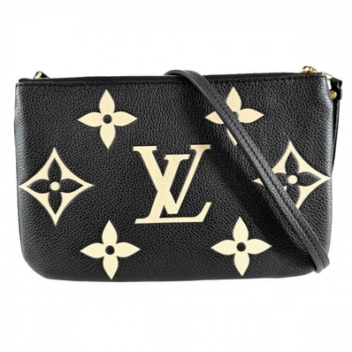 LOUIS VUITTON ルイヴィトン ショルダーバッグ モノグラムアンプラント ポシェット・ドゥーブルジップ 斜め掛け M80787 ブラック 黒 ベージュ ゴールド金具 レディース【中古品】