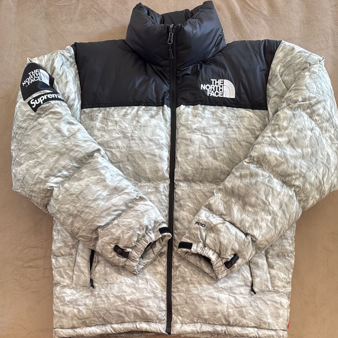 Supreme x The North Face Nuptse Jacket "White Paper Print"