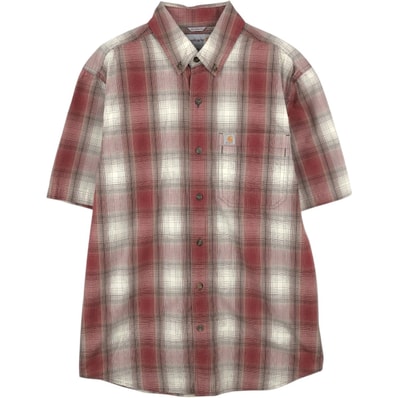 古着 カーハート Carhartt RELAXED FIT チェック柄 ボタンダウン 半袖 ワークシャツ メンズM相当/eaa663598