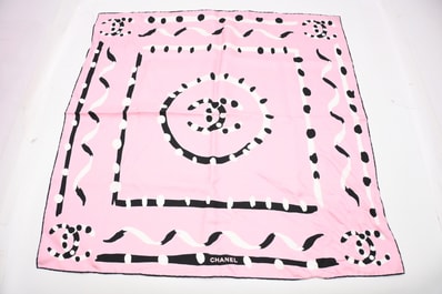 シャネル ココマーク ピンク シルク スカーフ