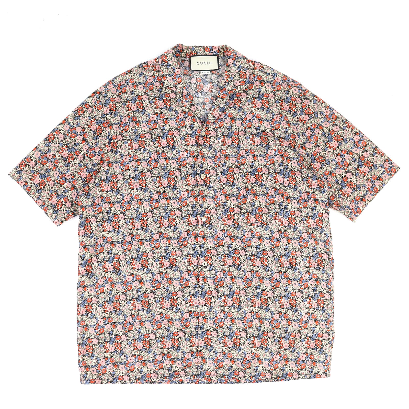 極美品 グッチ リバティ 花柄 半袖シャツ マルチカラー 50 636407