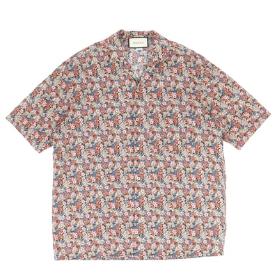 極美品 グッチ リバティ 花柄 半袖シャツ マルチカラー 50 636407