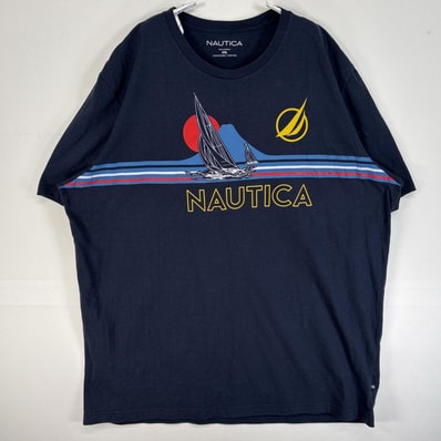 古着 ノーティカ NAUTICA 半袖Tシャツ 大きいサイズ プリント セーリング 14041 ネイビー メンズ
