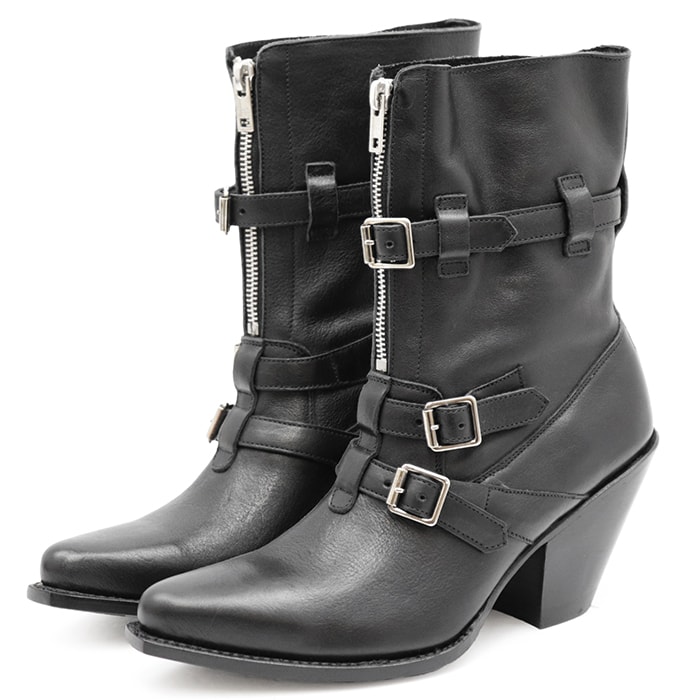 【極美品】CELINE セリーヌ ベルリンブーツ サイズ 36 レディース 2019SS センタージップ バックルベルト レザーソール シューズ 革靴 箱・袋付属 ブラック 黒 スペイン製 エディ・スリマン期 308B77