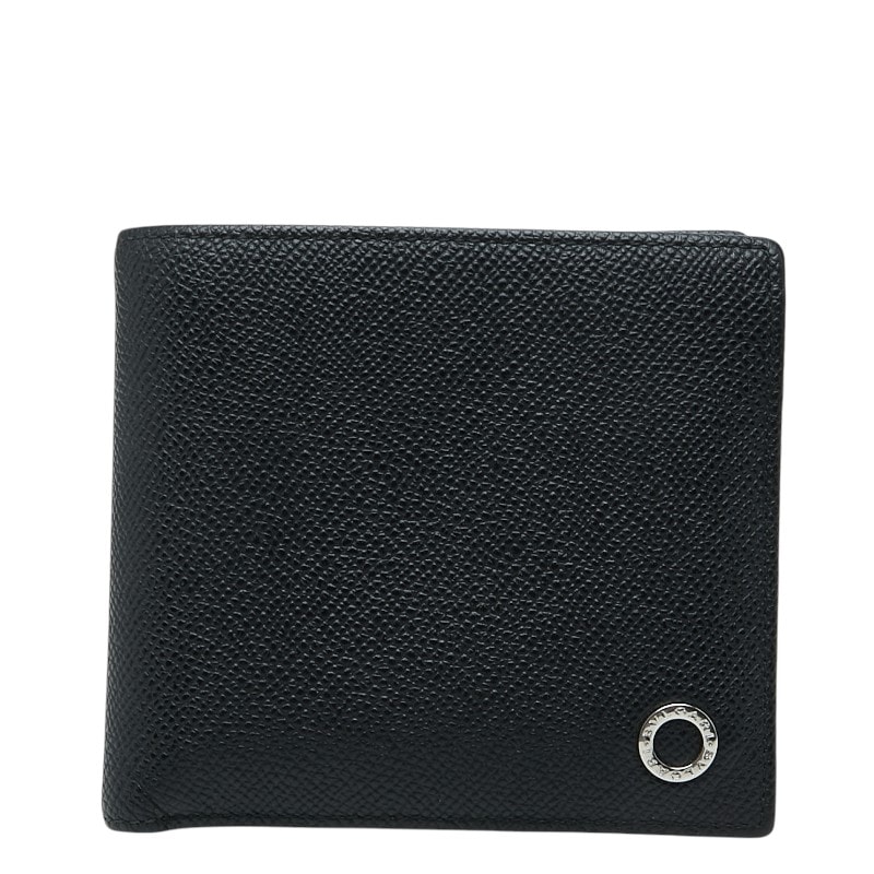 ブルガリ 二つ折り財布 30396 ブラック レザー メンズ BVLGARI 【中古】
